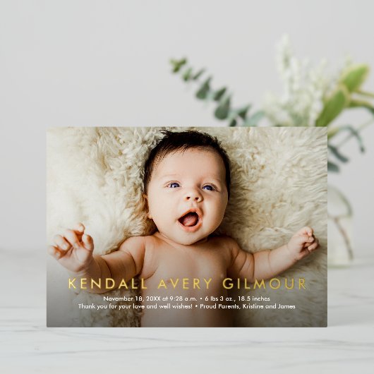 ホイ実在ルベビー名2カスタム誕生 箔シーズンカード (立ち正面)