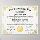 ホイ実在ルホームスクール卒業卒業証書 箔ポスター (正面)