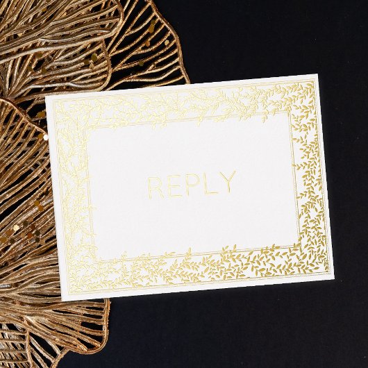 ホイ実在ルミニマルリーフ葉食RSVP 箔招待状ポストカード