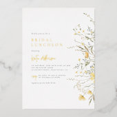 ホイ実在ルワイルドフラワーエレガントブライダルシャワー写真 箔招待状 (正面)