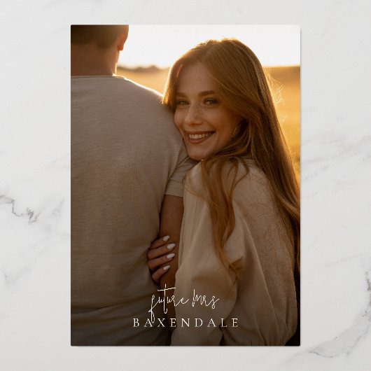 ホイ実在ルワイルドフラワーボホフォトブライダルシャワー 箔招待状 (裏面)