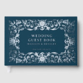 ホイ実在ルヴィンテージフローラブルー結婚ズ ゲストブック (正面)