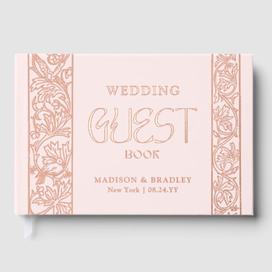 ホイ実在ルヴィンテージフローラ結婚ピンク ゲストブック (正面)