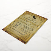 ホイ実在ル不気味ヴィンテージゴシックハローウィンパーティ 箔招待状 (回転した状態)