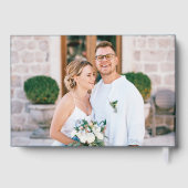 ホイ実在ル写真シンプルパーソナライズされた青結婚の ゲストブック (裏面)