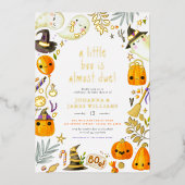 ホイ実在ル小さなブー幽霊ハロウィーン赤ちゃんシャワー 箔招待状 (正面)