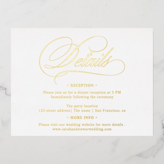 ホイ実在ル白い書道シックな詳細結婚の 箔シーズンポストカード (正面)