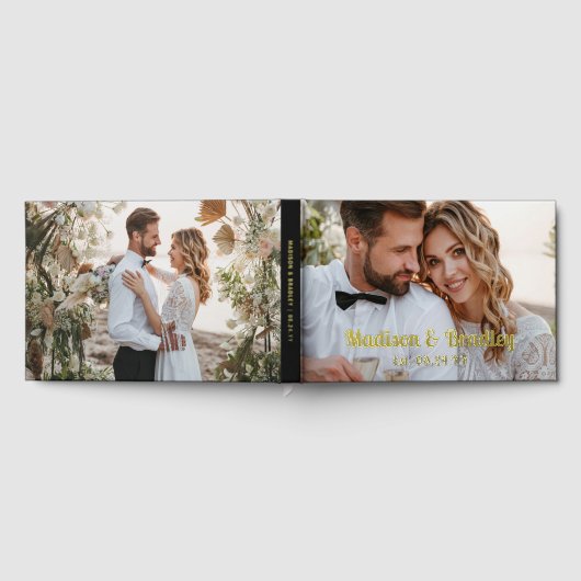 ホイ実在ル結婚の写真の名パーソナライズされた前 ゲストブック (全面)