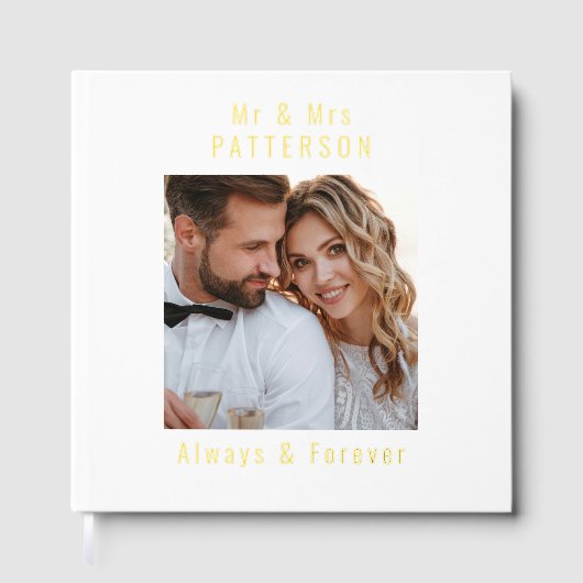 ホイ実在ル結婚の写真の名パーソナライズされた前 ゲストブック (正面)