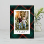 ホイ実在ル赤緑の格子模様メリークリスマス 箔シーズンカード (立ち正面)