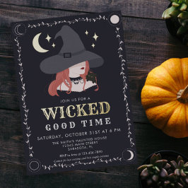 ホイ実在ル邪悪な魔女ハローウィンパーティ招待状 箔シーズンカード
