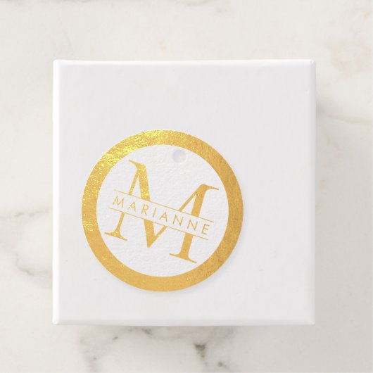 ホイ実在ル金ゴールドまたは銀モノグラム円ありがとう フェイバータグ (箱)