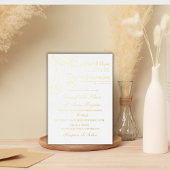 ホイ実在ル金ゴールドフローラホワイトニカ結婚イスラム教徒 箔招待状