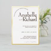 ホイ実在ル金ゴールド高級シンプルクラシック結婚ズ 箔招待状 (立ち正面)