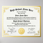 ホイ実在ル高校ディプロマ, GED, homeschool pdf 箔ポスター (正面)