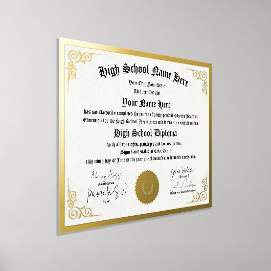 ホイ実在ル高校ディプロマ, GED, homeschool pdf 箔ポスター (レイダウン)