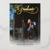 ホイ実在ル2面写真卒業招待状 箔招待状 (正面)