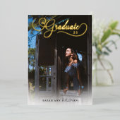 ホイ実在ル2面写真卒業招待状 箔招待状 (立ち正面)