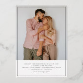 ホイ実在ル |エレガント手書き5枚結婚の写真 箔招待状 (裏面)