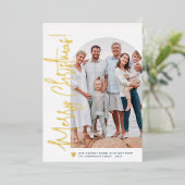 ホイ実在ル |クリスマスフォトアーチ&金ゴールドハート 箔シーズンカード (立ち正面)