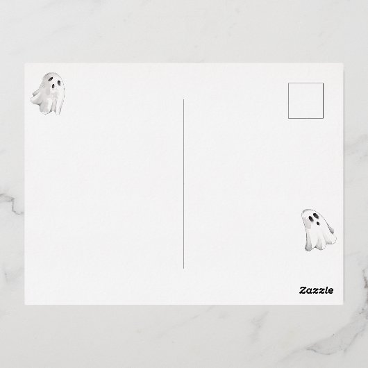 ホイ実在ル |ハロウィン不気味ブラック誕生日パーティー 箔招待状ポストカード (裏面)