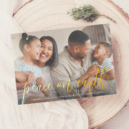 ホイ実在ル・ピースオン・アース・フォトクリスマスホリデー 箔シーズンカード