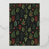 ホイ実在ル&ブメリーライトブラック金ゴールドフローラホリデー 箔招待状 (裏面)