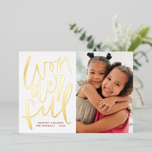 ホイ実在ル・ボホ素晴らしいクリスマスホリデーフォト 箔シーズンカード (立ち正面)