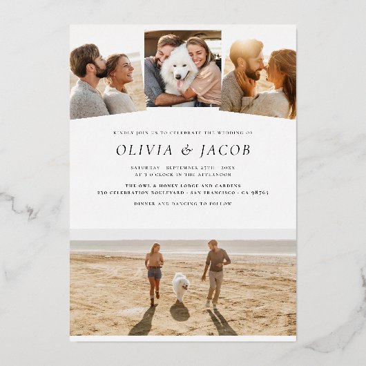 ホイ実在ル |ミニマエレガントリスト5枚結婚の写真 箔招待状 (裏面)