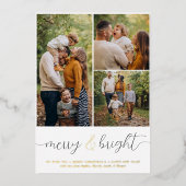 ホイ実在ル |メリー & Bright 3フォトクリスマス 箔シーズンカード (正面)