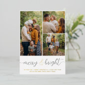 ホイ実在ル |メリー & Bright 3フォトクリスマス 箔シーズンカード (立ち正面)