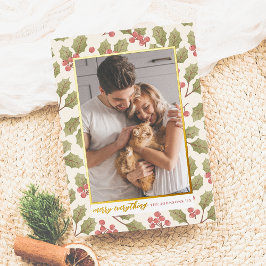 ホイ実在ル |メリー Everything Christmas Holly写真 箔シーズンカード