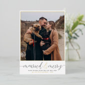 ホイ実在ル&メ結婚したリークリスマスホリデーフォト 箔シーズンカード (立ち正面)