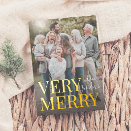 ホイ実在ル |非常に家族メリー写真のクリスマス 箔シーズンカード