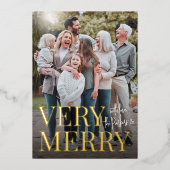 ホイ実在ル |非常に家族メリー写真のクリスマス 箔シーズンカード (正面)