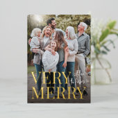ホイ実在ル |非常に家族メリー写真のクリスマス 箔シーズンカード (立ち正面)