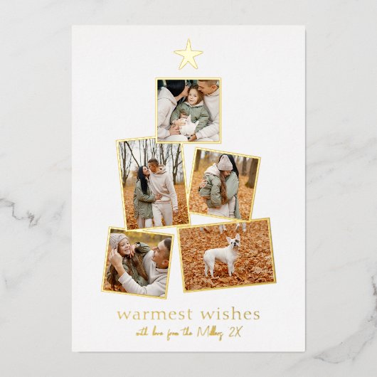 ホイ実在ル | Bohoクリスマスツリー5フォトコラージュ 箔シーズンカード (正面)