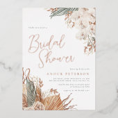 ホイ実在ル | Boho モダン Pampas Grassブライダルシャワー 箔招待状 (正面)