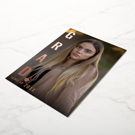 ホイ実在ルGRAD卒業フォトパーティーBBQ 箔招待状 (回転した状態)