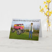 ホイ素晴らしルスとのビーチで甥カッコいいっ カード (黄色い花)