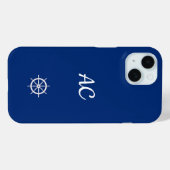 ホイ航海のールを青+白で出荷（パーソナライズ） Case-Mate iPhoneケース (裏面 (横))