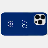 ホイ航海のールを青+白で出荷(パーソナライズ) Case-Mate iPhoneケース (裏面 (横))