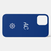 ホイ航海のールを青+白で出荷(パーソナライズ) Case-Mate iPhoneケース (裏面 (横))