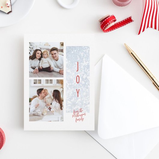 ホイ霜の降りたリーファミリーツーフォトホリデーカード シーズンカード