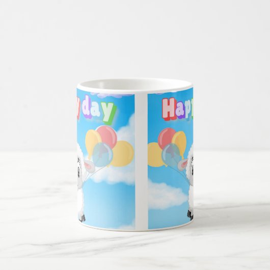 ホイ飛んでいるイ – ハッピーシープマグカップ コーヒーマグカップ (中央)