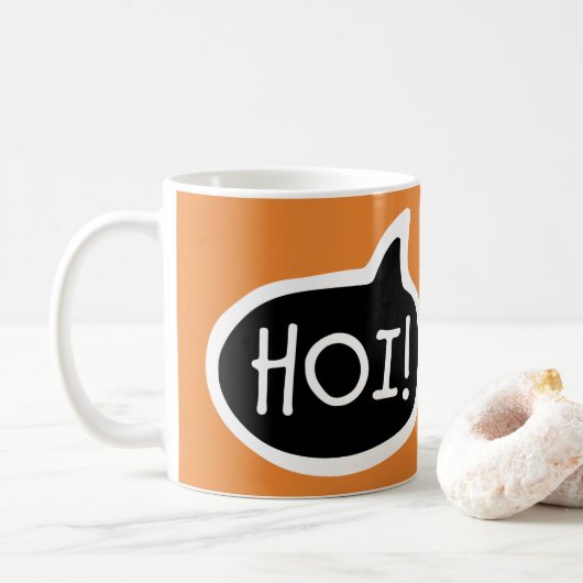 ホイ!オランダこんにちは、あいさつ、こんにちは、スピーチバブル コーヒーマグカップ (ドーナツ)