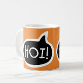 ホイ!オランダこんにちは、あいさつ、こんにちは、スピーチバブル コーヒーマグカップ (正面左)