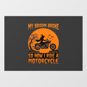 ホウキが壊れたハロウィーン魔女バイクコウモリカボチャ ウィンドウサイン