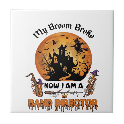 ホウキが壊れたバンドディレクターのハロウィンハウス タイル (正面)