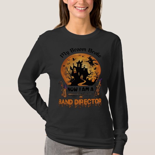 ホウキが壊れたバンドディレクターのハロウィンハウス Tシャツ (正面)